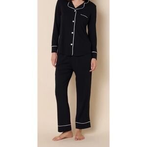 The Cats Pajamas Black Pajama Pants Sleepwear Loungewear Size S White Piping‎